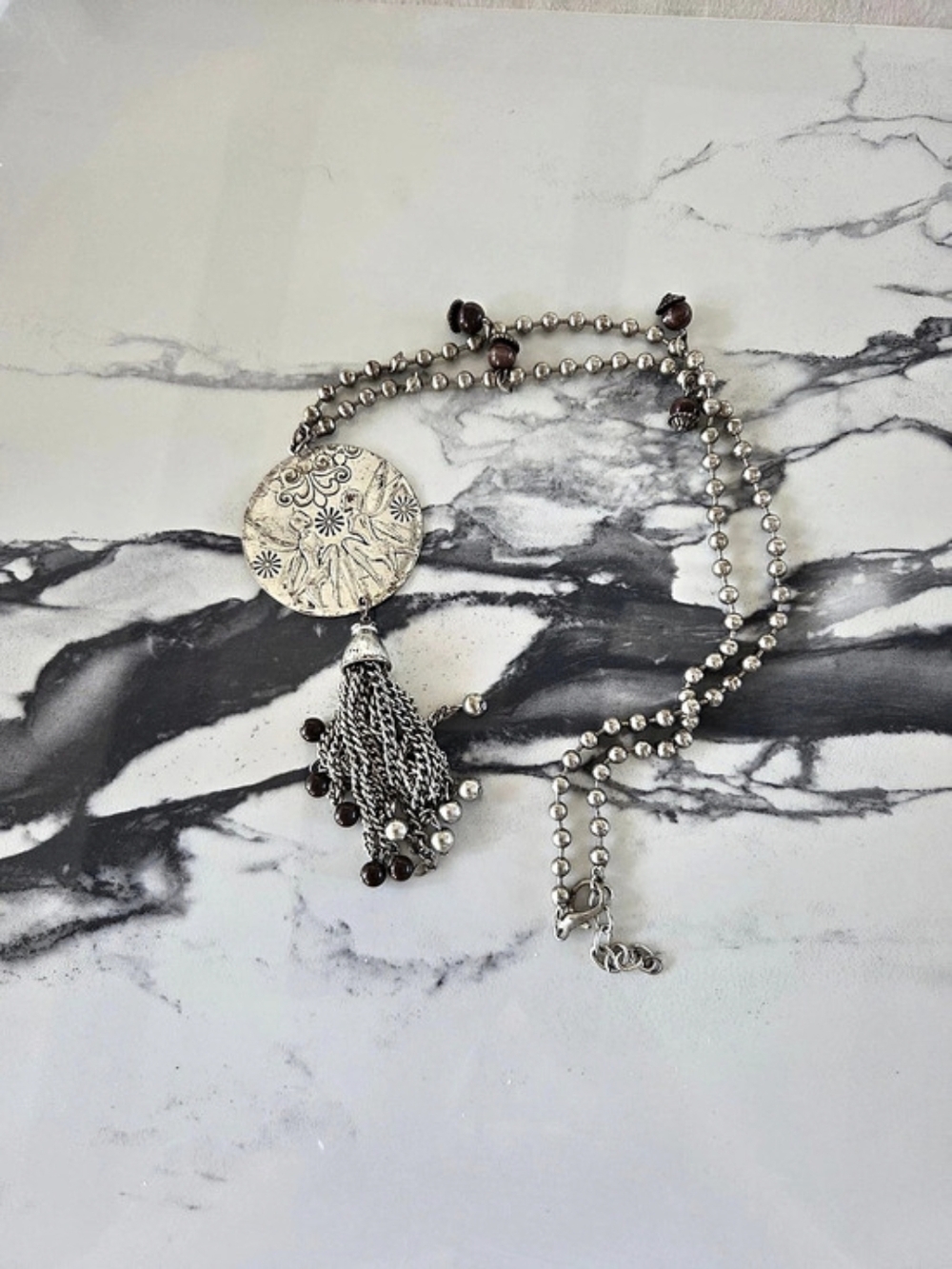 Silver-Tone Tassel Pendant Necklace
